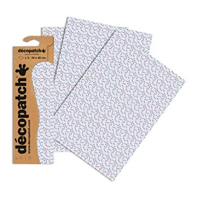 Abbildung von Decopatch Papier No. 661 (blau pink Blümchen Punkte, 395 x 298 mm) 3er Pack