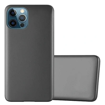 Abbildung von Cadorabo Hülle kompatibel mit Apple iPhone 12/12 PRO Schutzhülle TPU Silikon Case Metallic Design Slim Kratzfest Weiche Gummi Rundumschutz für in Grau