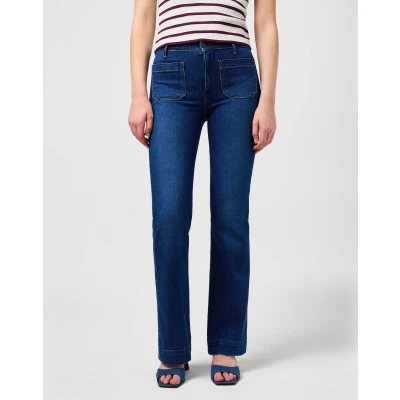 Abbildung von Wrangler Flare Flared Jeans, Damen, Größe: 36x32, Dark wash