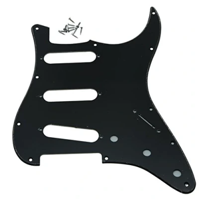 Abbildung von Dopro Schlagbrett für American Fender 62 Strat ST SSS, 11 Loch Vintage Pickups Gitarre mit Schrauben Stratocaster Schwarz 1 lagig