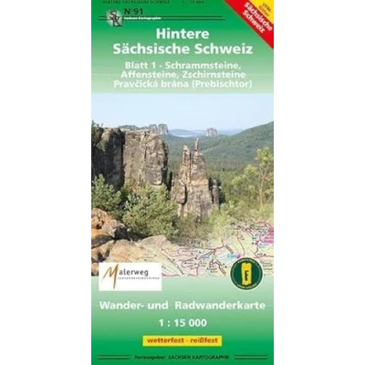 Abbildung von Hintere Sächsische Schweiz Blatt 1 Schrammsteine, Affensteine, Zschirnsteine: Wander und Radwanderkarte . 1:15000 GPS fähig wetterfest, reißfest