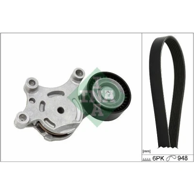 Abbildung von INA 529 0577 10 Keilrippenriemensatz Generatorfreilauf prüfen und ggf. erneuern FORD: Tourneo Connect / Grand V408 Kombi