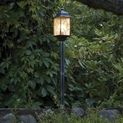 Abbildung von Konstsmide Milano 7245 759 Wegeleuchte / B: 16cm T: H: 105cm 1x75W IP43 lackiertes Aluminium schwarz/silber