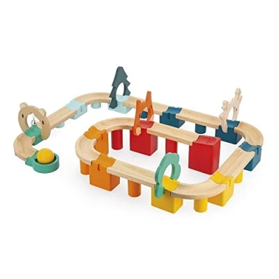 Abbildung von Janod Meine erste Kugelbahn 44 Teile aus Massivholz Konstruktions und Lernspiel Feinmotorik FSC zertifiziert Farbe auf Wasserbasis Ab 2 Jahre, J08044