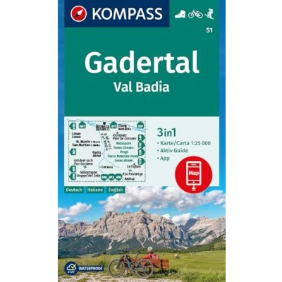 Abbildung von KOMPASS Wanderkarte 51 Gadertal / Val Badia 1:25.000: 3in1 Wanderkarte, mit Aktiv Guide inklusive Karte zur offline Verwendung in der App. Fahrradfahren. Skitouren.