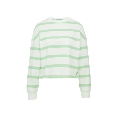 Abbildung von QS Sweatshirt mit Streifen und überschnittener Schulter Minze S