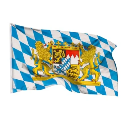 Abbildung von Aricona Bayern Flagge 90x150cm wetterbeständige Fahne mit Messingösen, 100% Polyester, robuste Doppelnaht &amp; in lebendigen Farben ideal für Flaggen Liebhaber