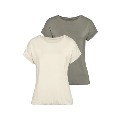 Abbildung von Lascana Tshirt basic beige, khaki, Damen, Größe: 36/38, Beige/khaki