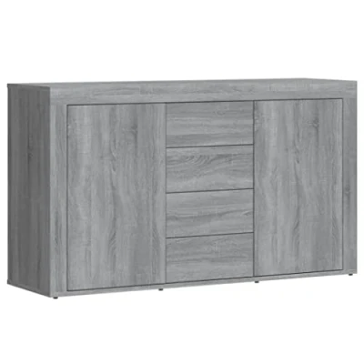 Abbildung von vidaXL Sideboard, Kommode mit viel Stauraum, Schrank 4 Schubladen 2 Türen, Mehrzweckschrank Anrichte für Wohnzimmer, Grau Sonoma 120x36x69cm Holzwerkstoff