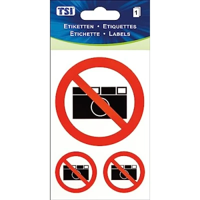 Abbildung von TSI Hinweis Etiketten &quot;Fotografieren verboten&quot;, Druck auf Folie, Inhalt: 1 Blatt, Art. Nr. 55135