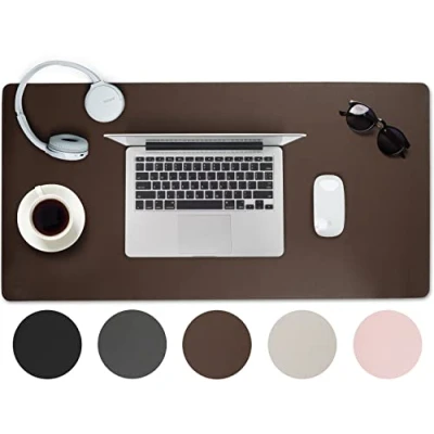 Abbildung von Sidorenko Schreibtischunterlage 80x40cm abwaschbar Tischunterlage Schreibtisch aus PU Leder Unterlage in Braun für Büro rutschfeste Desk Mat, Mousepad, Mauspad, Schreibtischmatte