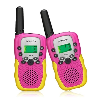 Abbildung von Retevis RA618 Walkie Talkies Kinderspielzeug für 6 12 Jahre Mädchen und Jungen Langstrecken 8 Kanäle VOX Taschenlampe 10 Ruftöne Geschenke Wandern Radfahren Abenteuer (Rosa, 1 Paar)