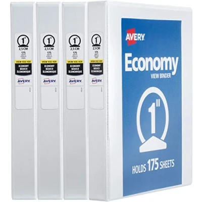 Abbildung von AVERY Economy View 3 Ringbücher Heimschule Zubehör Heimorganisation 2,5 cm runde Ringe 4 weiße Ordner (05711)