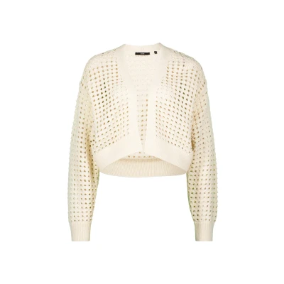 Abbildung von zero Lochmuster Strickjacke, Damen, Größe: 34, Eggnog