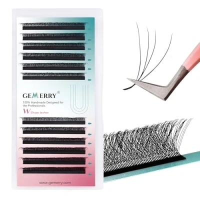 Abbildung von Volumen Wimpern 4D W förmig vorgefächerte 0,07mm D curl Einzelgröße 12mm Russian Wimpernfächer für Wimpernverlängerung lash Extensions von GEMERRY (VV 0.07D 12mm)