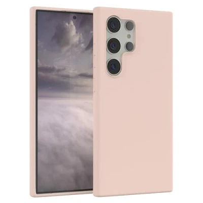 Abbildung von EAZY CASE Premium Silikon Handyhülle kompatibel mit Samsung Galaxy S24 Ultra, Slimcover Kameraschutz und Innenfutter, Silikonhülle, Schutzhülle, Bumper, Handy Case, Hülle, Softcase, Rosa Braun