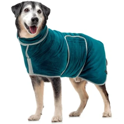 Abbildung von Lucky Paws® Hundebademantel doppellagiger Bademantel Hund schneller trocken in Minuten, absorbierendes Hundehandtuch weicher Hunde 1, Luxus (M, Bernstein)