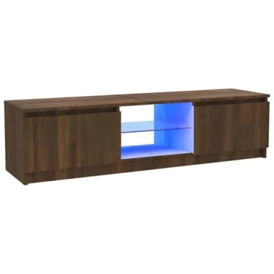Abbildung von vidaXL TV Schrank mit LED Leuchten Lowboard Möbel Tisch Sideboard Fernsehtisch Fernsehschrank HiFi Braun Eichen Optik 120x30x35,5cm