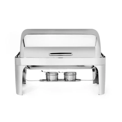 Abbildung von HENDI Chafing Dish Rolltop, Gastronorm, Edelstahl Rahmen 2,3mm, Deckel 1,2mm, Lebensmittelpfanne 65mm, Warmhaltebehälter, Speisewärmer, Behälter, 1/1, 9L, 660x490x(H)460mm,