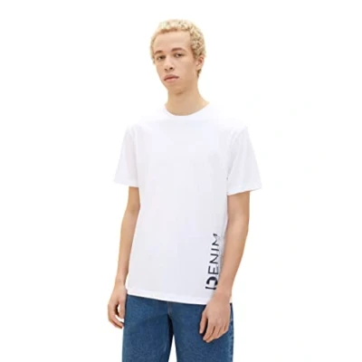 Abbildung von TOM TAILOR Denim Herren T Shirt mit Logo Print 1036963, 20000 White, M
