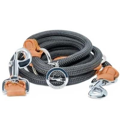 Abbildung von Freudentier Hundeleine Runde Führleine 2m aus Nylon, 3 fach verstellbar, Nylon