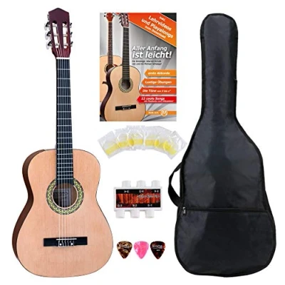 Abbildung von Classic Cantabile Konzertgitarre AS 861 Klassikgitarre, 3/4, Set mit Tasche, Schule, Stimmpfeife, Plektren, Saiten