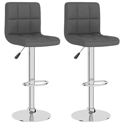 Abbildung von vidaXL 2X Barhocker Höhenverstellbar Drehbar Küchenhocker Barstuhl Tresenhocker Thekenhocker Tresenstuhl Bistrohocker Bar Stuhl Hocker Dunkelgrau Stoff