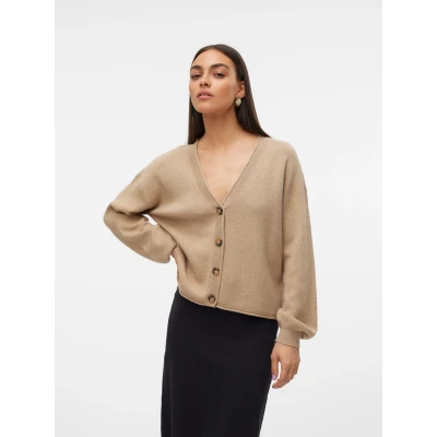 Abbildung von Vero Moda LS Vneck Strickjacke, Damen, Größe: Small, Silver mink