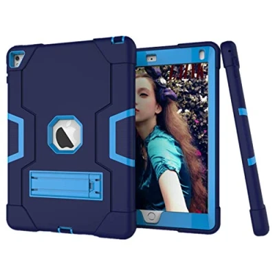 Abbildung von HyFone Hülle für iPad Air 2 Pro 9.7&quot; Robust Stoßfest Schwerlast Dauerhaft Ganzkörperschutz Schutzhülle Case Cover A1566 A1567 A1673 A1674 A1675 [Marineblau/Blau]