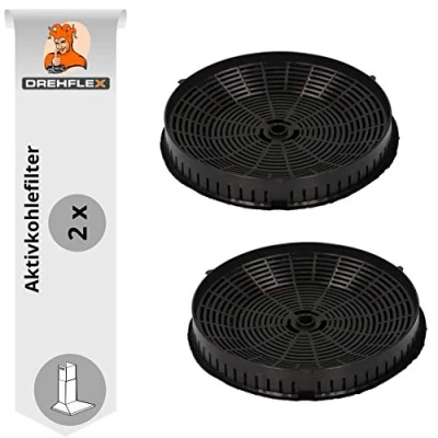 Abbildung von DREHFLEX 2x Kohlefilter Aktivkohlefilter passt für diverse Dunstabzugshaube von AEG Electrolux 4055171138 405517113 8 405521750 1 4055217501 Elica CFC0038668 Bauknecht Whirlpool 48400008824