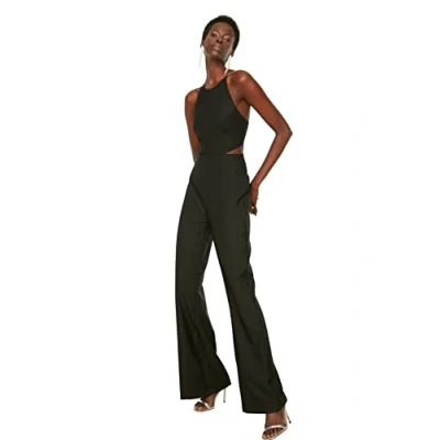 Abbildung von Trendyol Women&#039;s Taille Detaillierter Stein Hängender Overall, Schwarz, 34