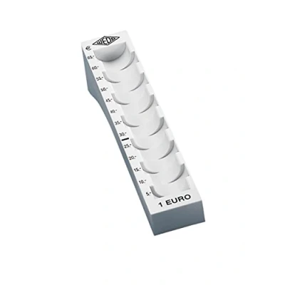 Abbildung von Wedo 160710037 Münzrille (1 Euro, Kunststoff für 65 Münzen mit Markierungen 18 x 4,5 3,58 cm) lichtgrau