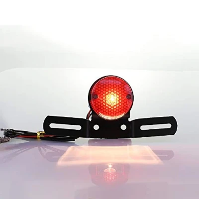 Abbildung von Krtopo Motorrad Rücklicht Blinkerleuchte Rot Gehobelt Kennzeichnenleuchte mit Halter Retro