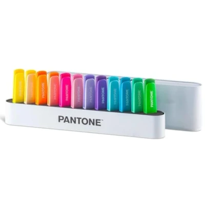 Abbildung von OSAMA Pantone Desk Set 12 Textmarker in verschiedenen Farben: 6 Pastel + Neonfarben, PT 84010410