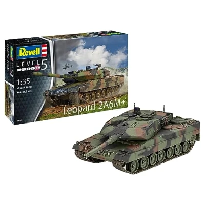Abbildung von Revell Modellbausatz I Leopard 2 A6M+ Detailreicher Level 5 Panzerbausatz 250 Teile Maßstab 1:35 für Kinder und Erwachsene ab 13 Jahren, Mittel