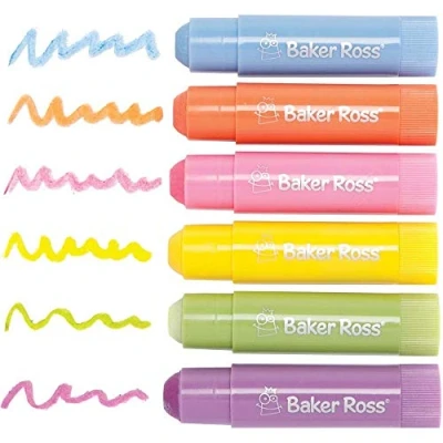 Abbildung von Baker Ross AX705 Pastel Plakatfarbe Stifte 6er Pack, Bastelfarben für Kinder zum Malen und Basteln