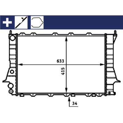 Abbildung von MAHLE ORIGINAL CR 358 000S Kühler, Motorkühlung 633 415 34 mit Halter, Zubehör Kolbenclip, Schraube Kühlrippen mechanisch gefügt kfzteile,