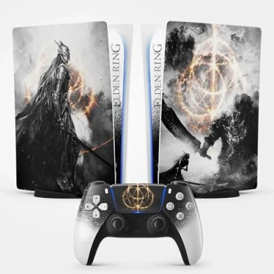 Abbildung von PS5 Skin Sticker Kreis von Elden, Aufkleber für Playstation 5, Konsole und Controller, Standard Edition Digital, MALENIA (1 Controller)