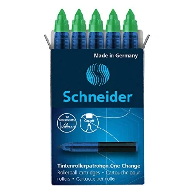 Abbildung von Schneider 185404 Rollerpatrone One Change (für Tintenroller Change, 1x 5 Stück, dokumentenecht, nicht löschbar) grün