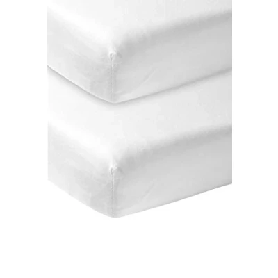 Abbildung von Meyco 565200 Jersey Spannbetttuch, 2er Pack, 70x140/150 cm (Kinderbett), Weiß 100% Baumwolle