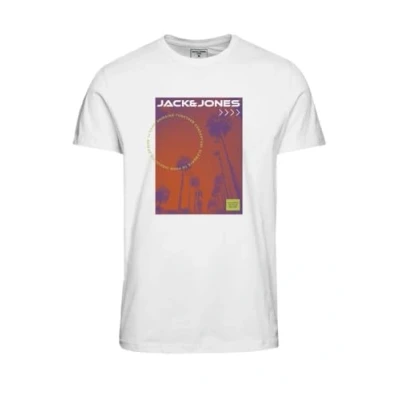Abbildung von JACK&amp;JONES JUNIOR Jungen JCOFLOWER Print Tee SS Crew Neck FST JNR T Shirt, White, 176 cm