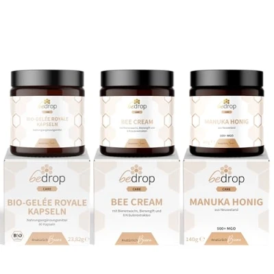 Abbildung von bedrop Pro Senior Set Manuka Honig MGO 400 + Bio Gelee Royal Kapseln &amp; Bee Cream im