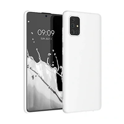 Abbildung von kwmobile Hülle kompatibel mit Samsung Galaxy A71 weiches TPU Silikon Case Cover geeignet für kabelloses Laden Weiß matt