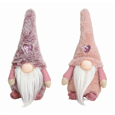 Abbildung von Spetebo Wichtel im 2er Set mit Herz in pink/rosa Weihnachtsdeko Tischdeko Fensterdeko zum hinstellen