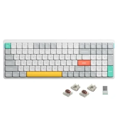 Abbildung von nuphy Air96 V2 Mechanische Tastatur Kabellos mit niedrigem Profil,100 Tasten RGB Hot Swap unterstützt 2.4GHz Wireless/Bluetooth/USB C für PC/Laptop/Windows/Mac White Gateron Brown Switch