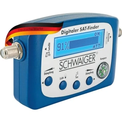 Abbildung von SCHWAIGER 5170 SAT Finder digital Satellitenerkennung Satelliten integrierter Kompass Ausrichtung LNB Messgerät optimale Positionierung Schüssel mit Tonausgabe