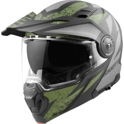 Abbildung von Bogotto FG 102 Safari Fiberglas Enduro Klapphelm, schwarz matt/grau/grün, L