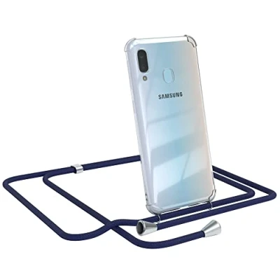 Abbildung von EAZY CASE Handykette kompatibel mit Samsung Galaxy A20e Handyhülle Umhängeband, Handykordel Schutzhülle, Silikonhülle, Hülle Band, Stylische Kette für Smartphone, Navy Blau