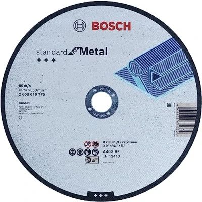 Abbildung von Bosch Accessories Professional 1x Standard for Metal Straight Cutting Trennscheibe (für Bleche, Stahl, Ø 230 x 1,9 22,23 mm, Zubehör Winkelschleifer)