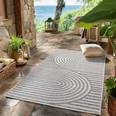 Abbildung von SIMPEX24 Outdoorteppich Boho Design, Läufer, Höhe: 5 mm, Outdoor Teppich Wetterfest Modern Design Wohnzimmer Küchen Terrasse